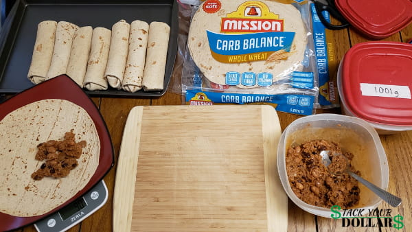 In the process of making cheap freezer burritos