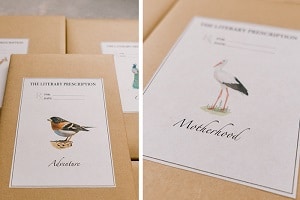 Wrapped book with category gift label